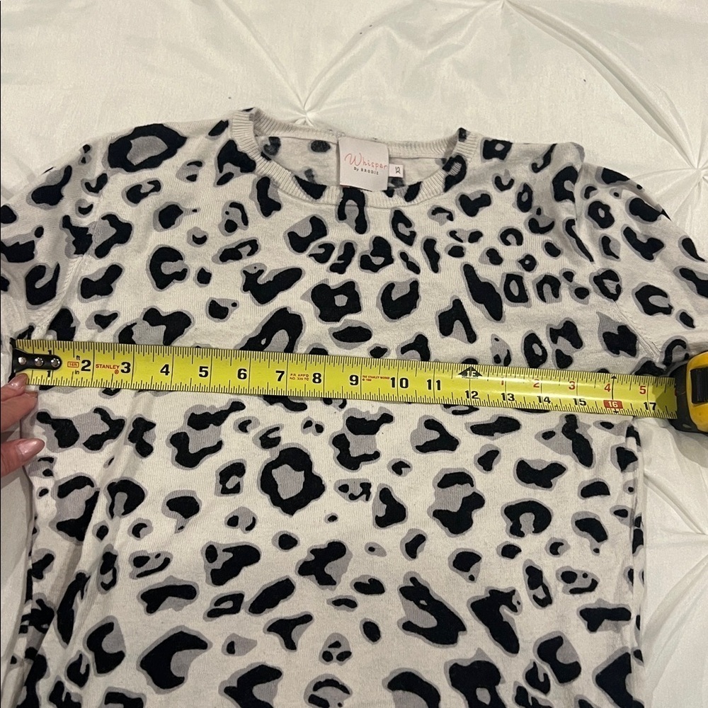 WHISPER BY BRODIE Leopard Print Sweater with Red Cuffs Size XS - Picture 8 of 9